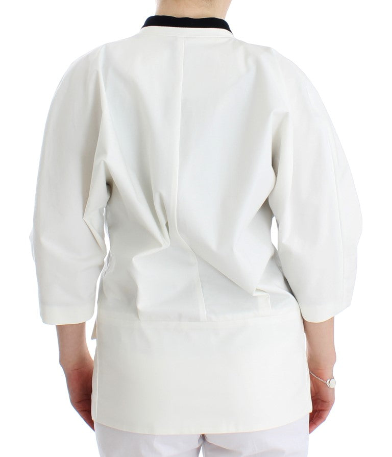 Andrea Pompilio White Cotton Blend Oversized Blazer Jacket